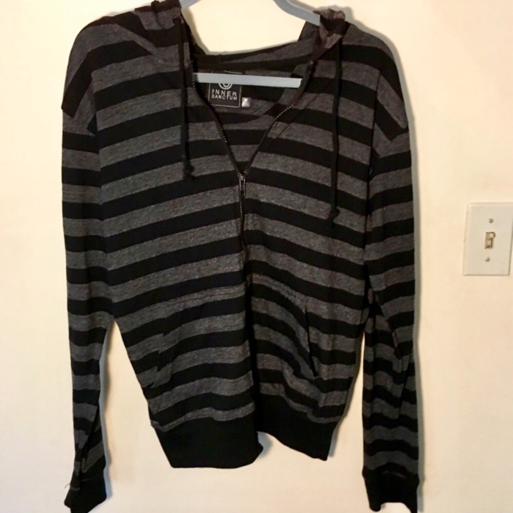 Striped Grey and Black Hoodie